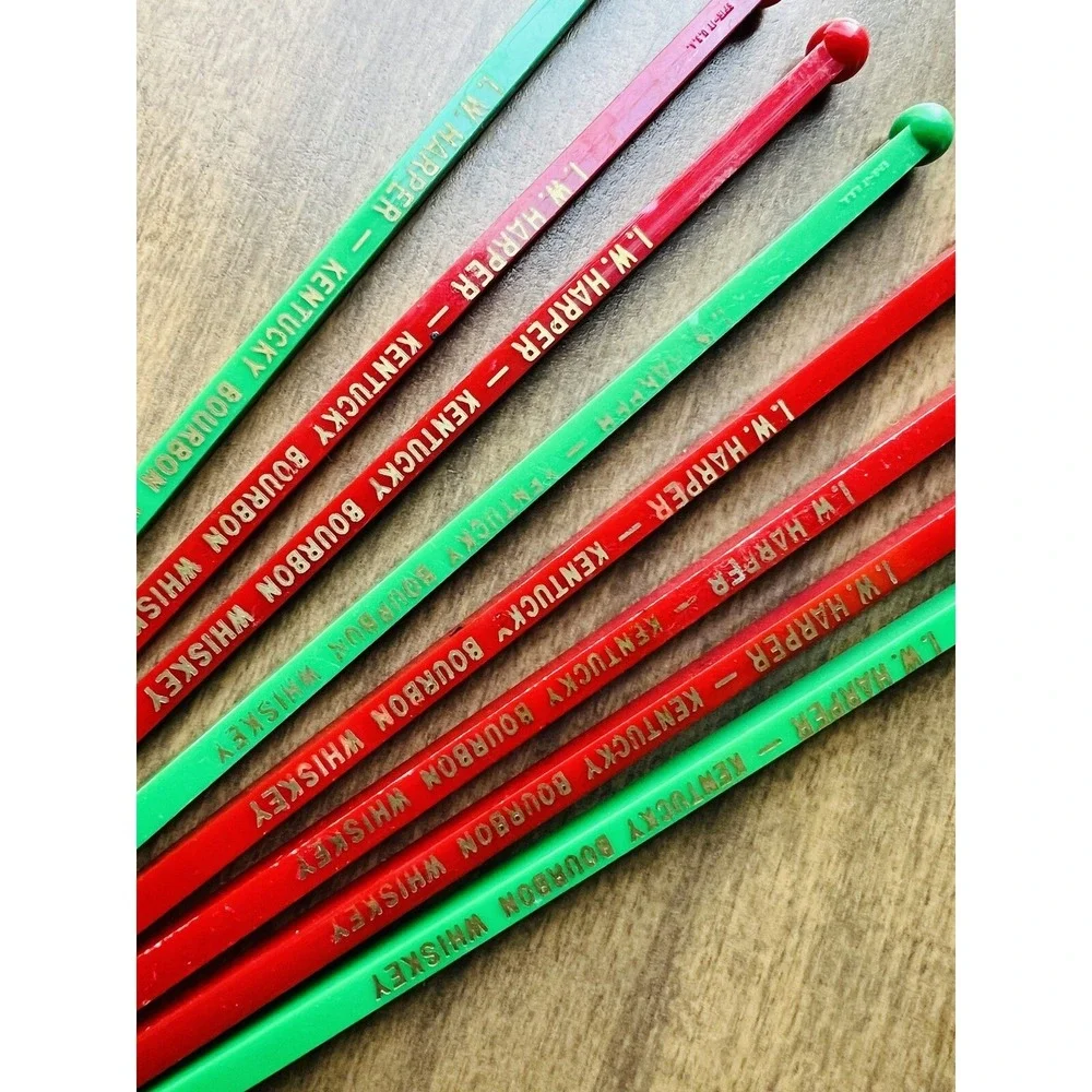 Vintage I.W. Harper Drink Stirrer Swizzle Sticks Kentucky Bourbon 8 Fruit Skewer